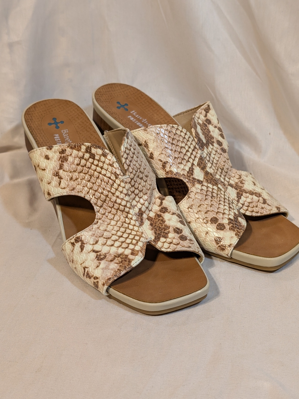 Women’s Cream Snakeskin Slide Mules